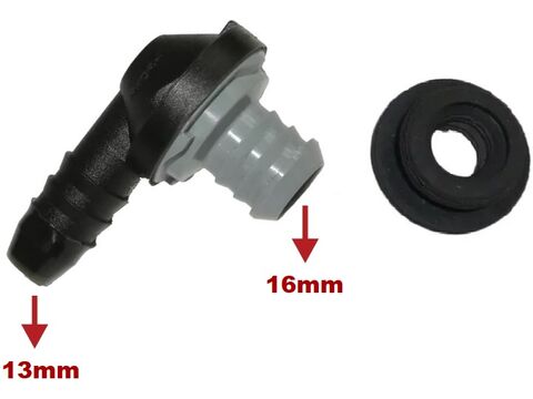 Válvula do Hidrovácuo / Servo-Freio em L 13X16mm - Com Borracha