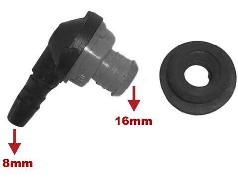 Válvula do Hidrovácuo / Servo-Freio em L 8X16mm - Com Borracha