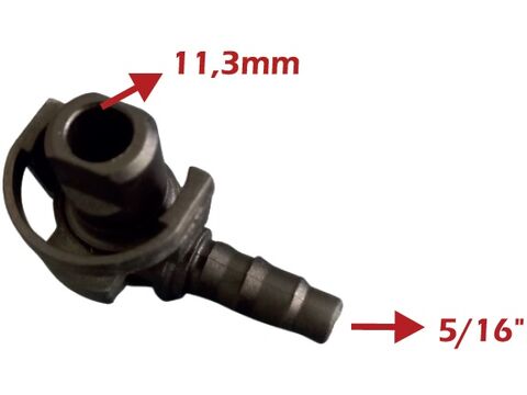 Conector em L 11,3mm X 5/16" Sem Anel Chanfro Trava Esquerda - Retorno Radiador GM Onix, Tracker