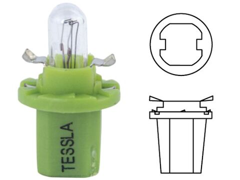 Lâmpada com Soquete Verde 2,0W 12V BX8.5D Base/Soquete Verde