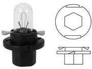Lâmpada com Soquete Preto 2.3W 12V BX8.4D Base/Soquete Preto