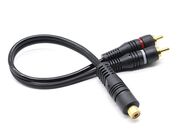 Cabo de Som RCA em Y Injetado Preto 4mm 2 Machos / 1 Fêmea